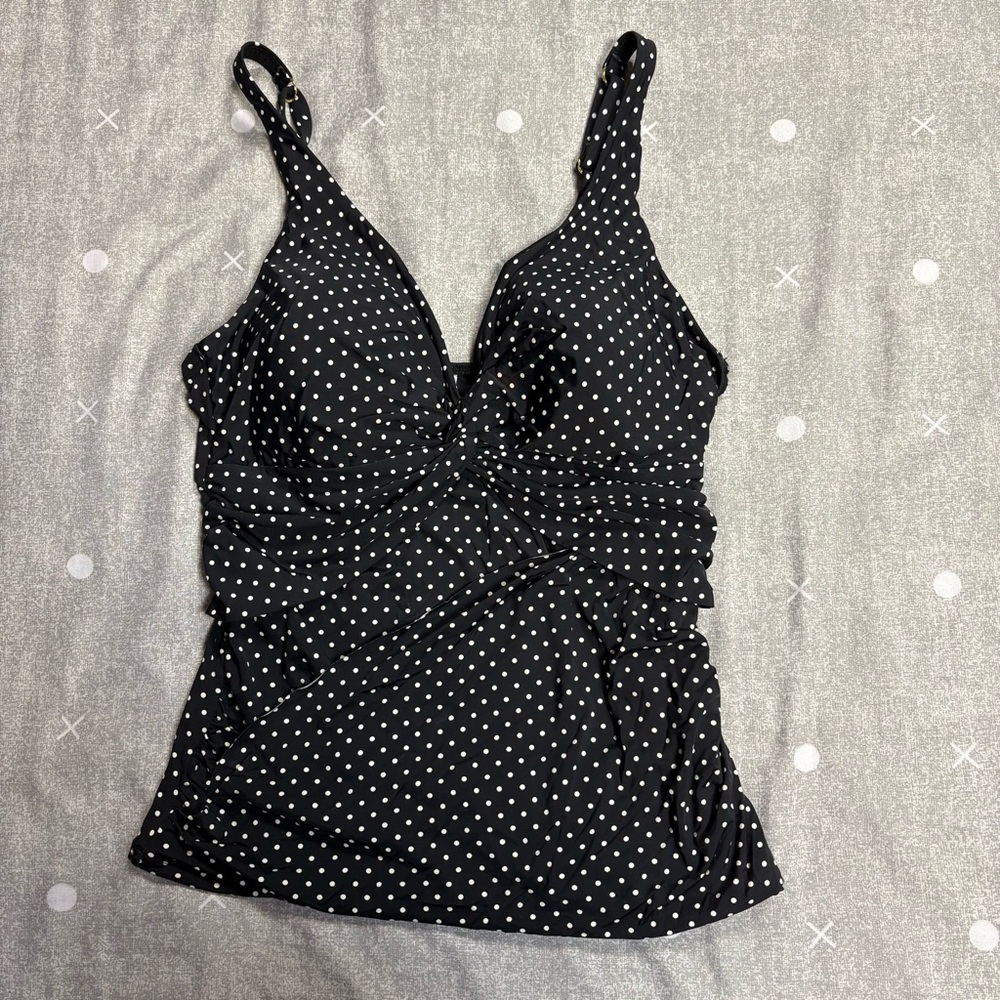La Vie En Rose | black polka dot tankini